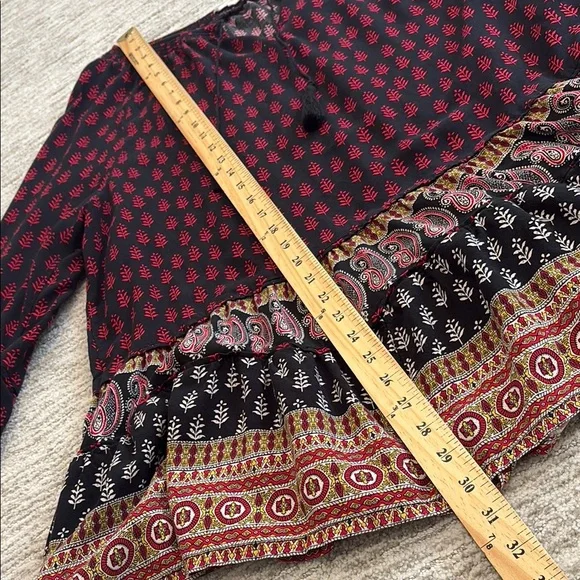 Beachlunchlounge Floral Paisley Mixed Print Peasant Tunic Size XL Long Sleeve - Picture 10 of 13
